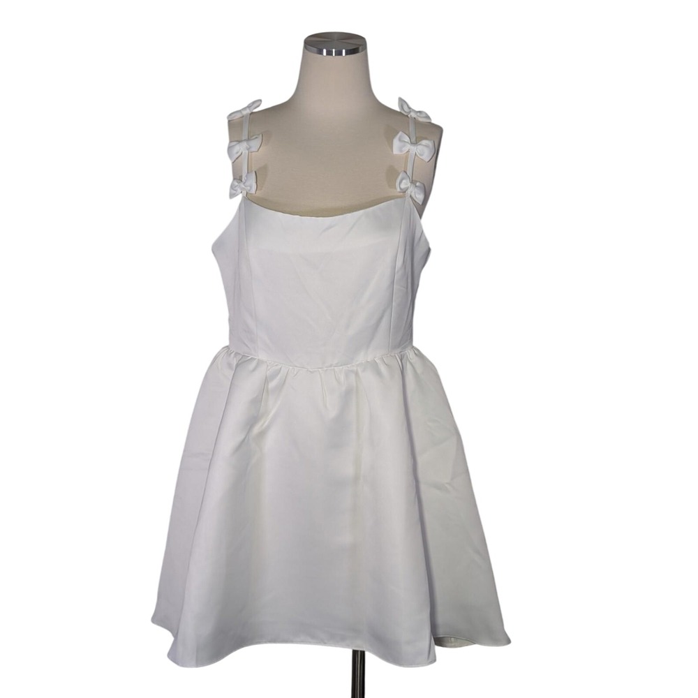 White Bow-Strap A-Line Dress